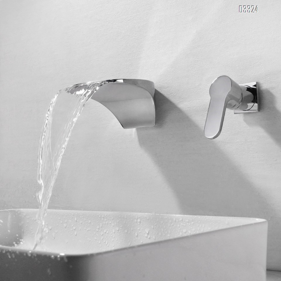 Brass wash basin with LED temperature control and waterfall bath Two hole Separate Bathroom sink wall mounted Basin Best Faucets Tap Basin