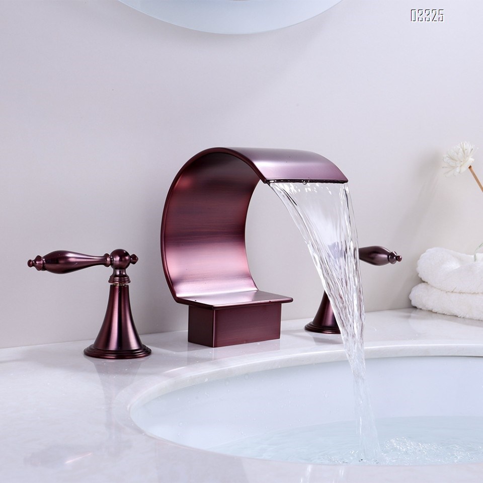 Three hole Separate Bathroom sink water Basin Best Faucets Tap Basin waterfall faucet cold and hot water faucet for hotel
