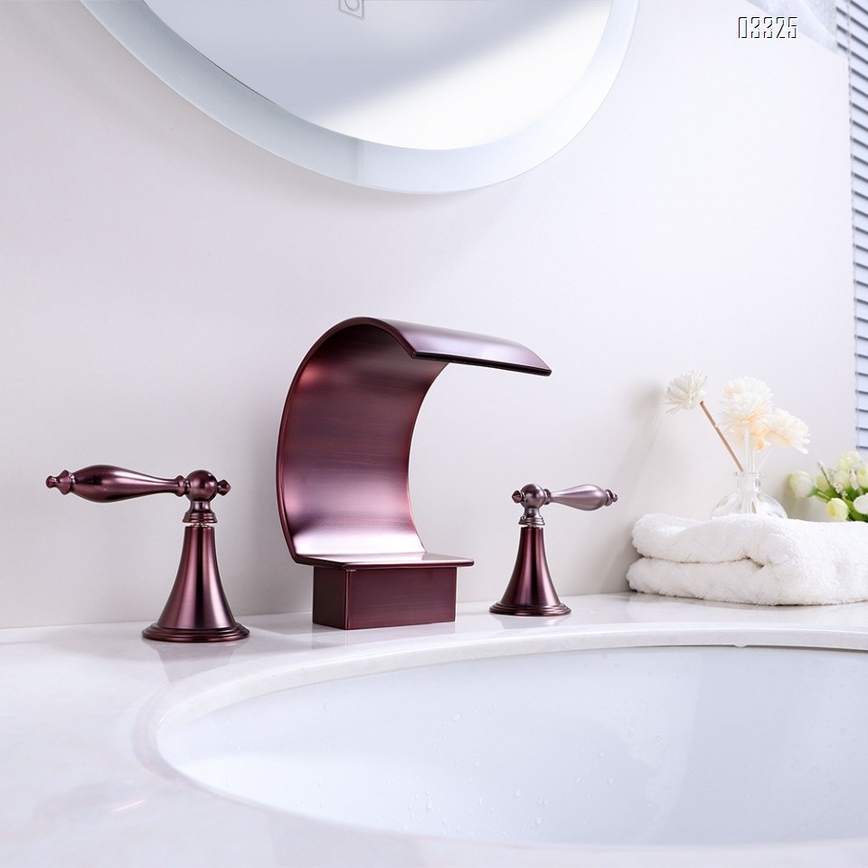 Three hole Separate Bathroom sink water Basin Best Faucets Tap Basin waterfall faucet cold and hot water faucet for hotel