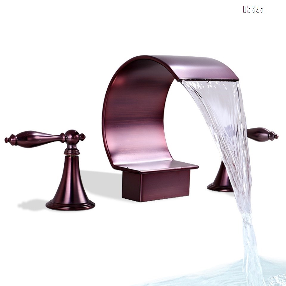Three hole Separate Bathroom sink water Basin Best Faucets Tap Basin waterfall faucet cold and hot water faucet for hotel