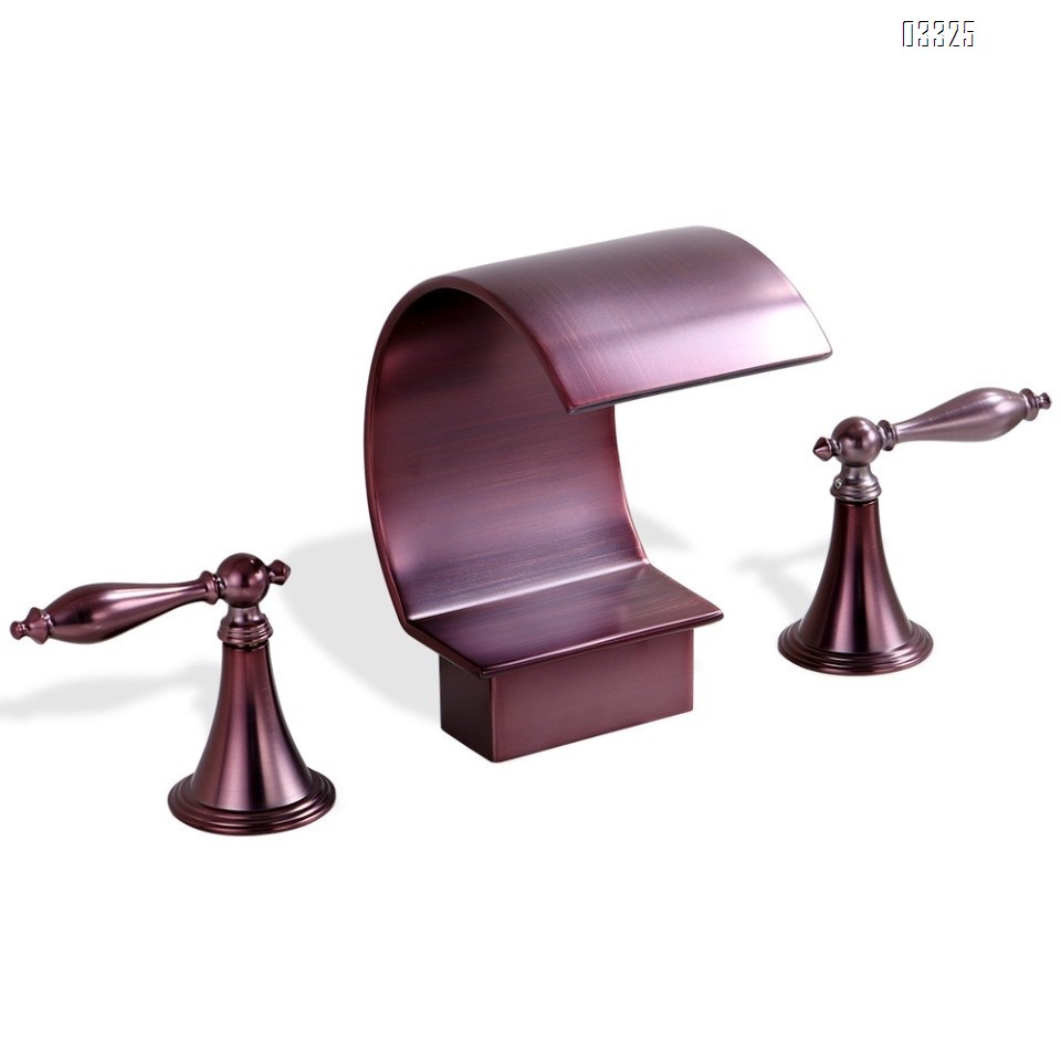 Three hole Separate Bathroom sink water Basin Best Faucets Tap Basin waterfall faucet cold and hot water faucet for hotel