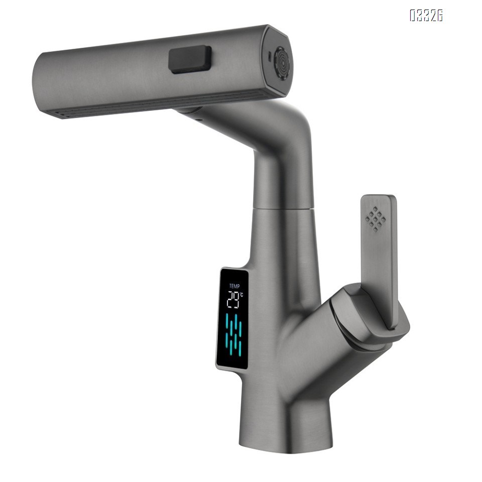 Zinc alloy pull-out modern Bathroom sink water Basin Best Faucets Tap Cold and hot single hole multi-function Digital display rotated Faucets