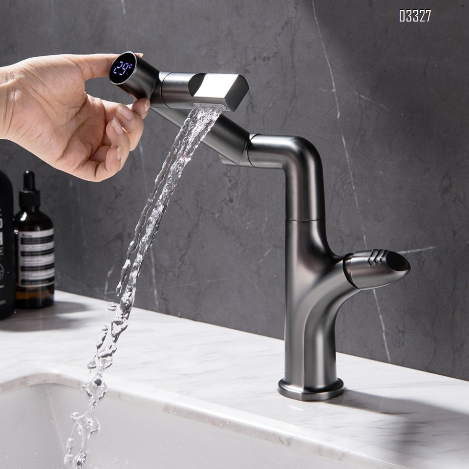 Zinc alloy Creative robot arm modern Bathroom sink water Basin Best Faucets Tap Cold and hot Digital Display waterfall Tap