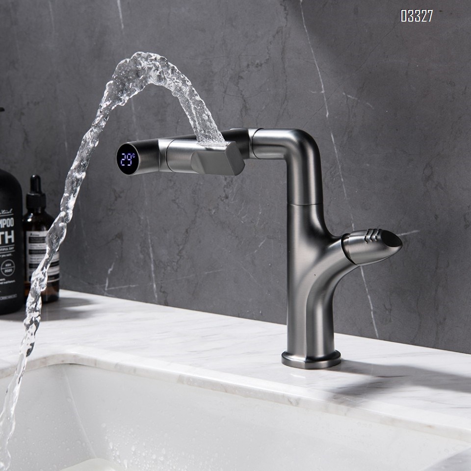 Zinc alloy Creative robot arm modern Bathroom sink water Basin Best Faucets Tap Cold and hot Digital Display waterfall Tap