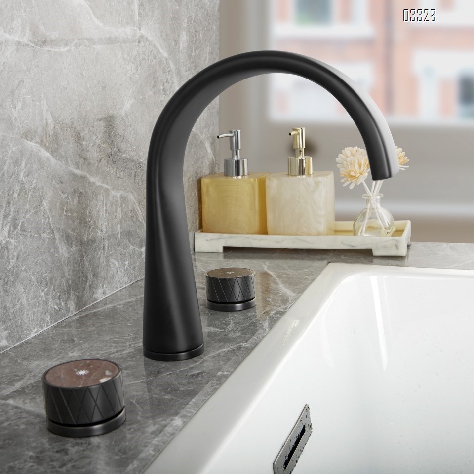 Brass minimalist Three hole Separate modern Bathroom sink water Basin Best Faucets Tap LED color-changing waterfall cold and hot jade double switch faucet