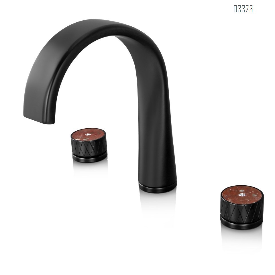 Brass minimalist Three hole Separate modern Bathroom sink water Basin Best Faucets Tap LED color-changing waterfall cold and hot jade double switch faucet