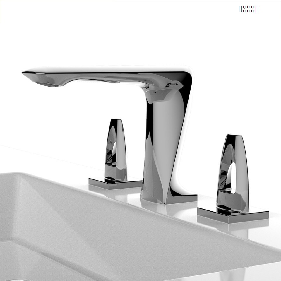 Brass Gun Grey Three hole Separate modern Bathroom sink water Basin Best Faucets Tap Double handle cold and hot faucets