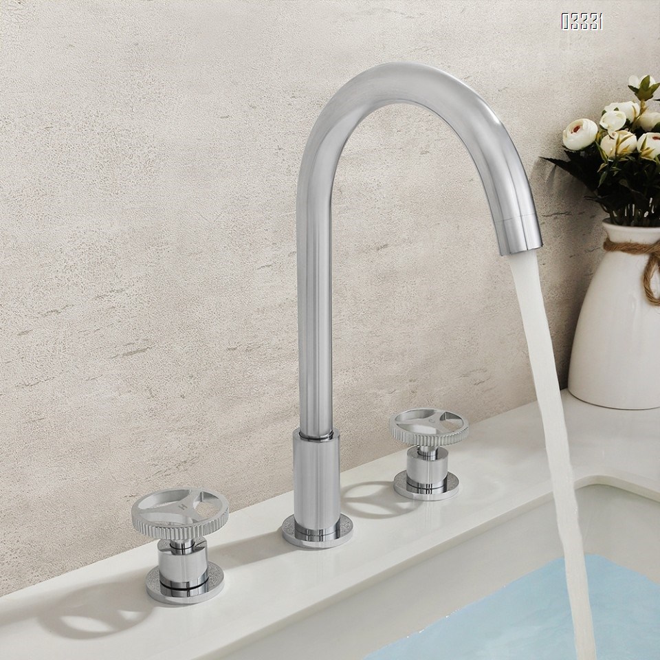 Brass Gold Three hole Separate modern Bathroom sink water Basin Best Faucets Tap Double handle cold and hot faucets