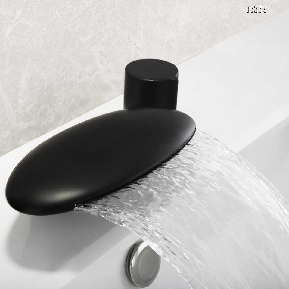 Brass Black Three hole Separate modern Bathroom sink water Basin Best Faucets Tap Double handle waterfall cold and hot faucets