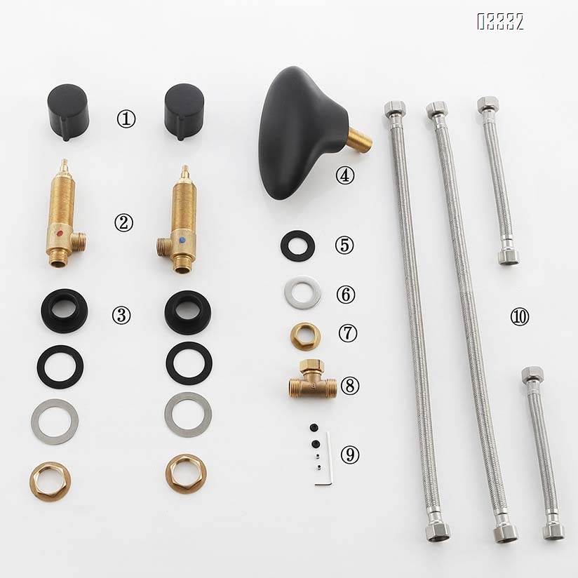 Brass Black Three hole Separate modern Bathroom sink water Basin Best Faucets Tap Double handle waterfall cold and hot faucets