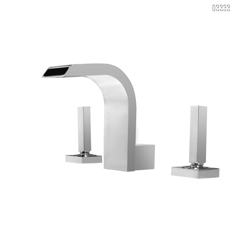Brass Black Three hole Separate modern Bathroom sink water Basin Best Faucets Tap Double handle waterfall cold and hot faucet