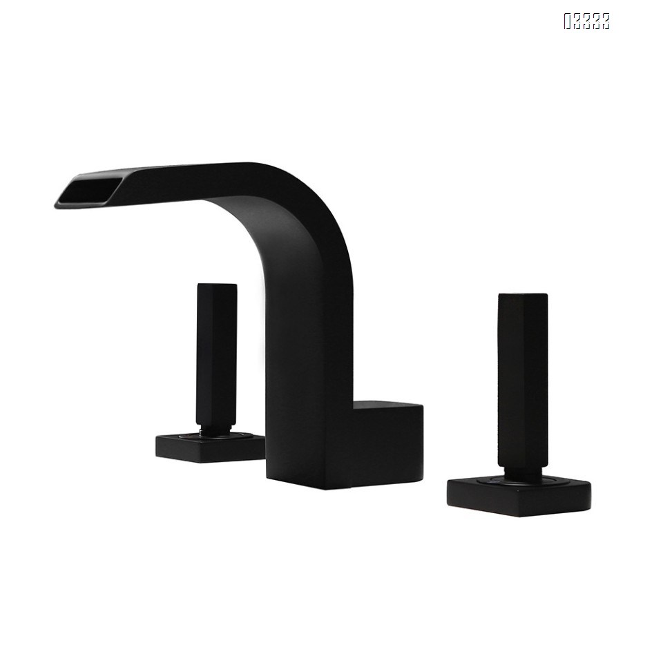 Brass Black Three hole Separate modern Bathroom sink water Basin Best Faucets Tap Double handle waterfall cold and hot faucet