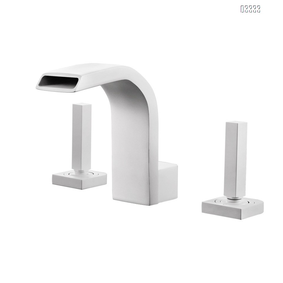 Brass Black Three hole Separate modern Bathroom sink water Basin Best Faucets Tap Double handle waterfall cold and hot faucet
