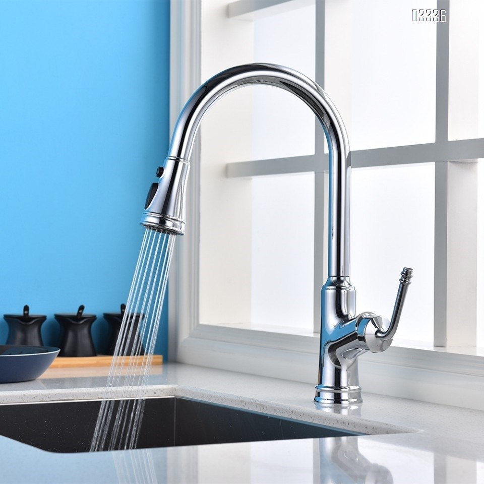 Brass modern Kitchen sink water Best Faucets pull out Tap cold and hot water Three functions basin vegetable rotate Faucets
