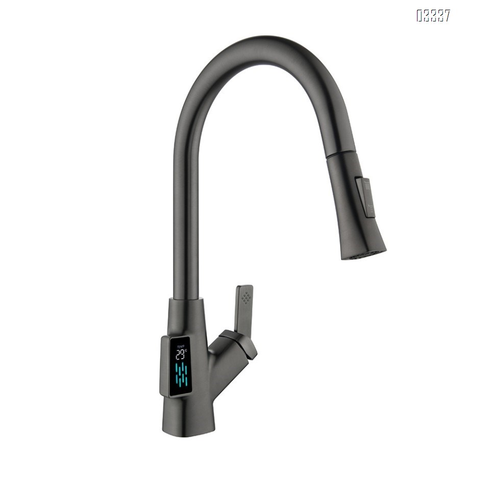 Zinc Alloy Simple modern Kitchen sink water Best Faucets Tap cold and hot mixing LED Digital Display rotate pull-out kitchen faucet