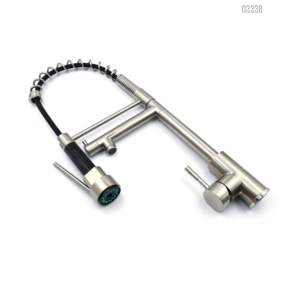 Kitchen Faucet with Pull Down Sprayer Kitchen Sink Faucet Commercial Double-Headed Stainless Steel Kitchen Faucet