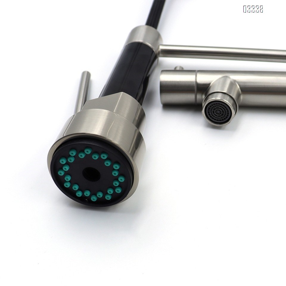 Kitchen Faucet with Pull Down Sprayer Kitchen Sink Faucet Commercial Double-Headed Stainless Steel Kitchen Faucet