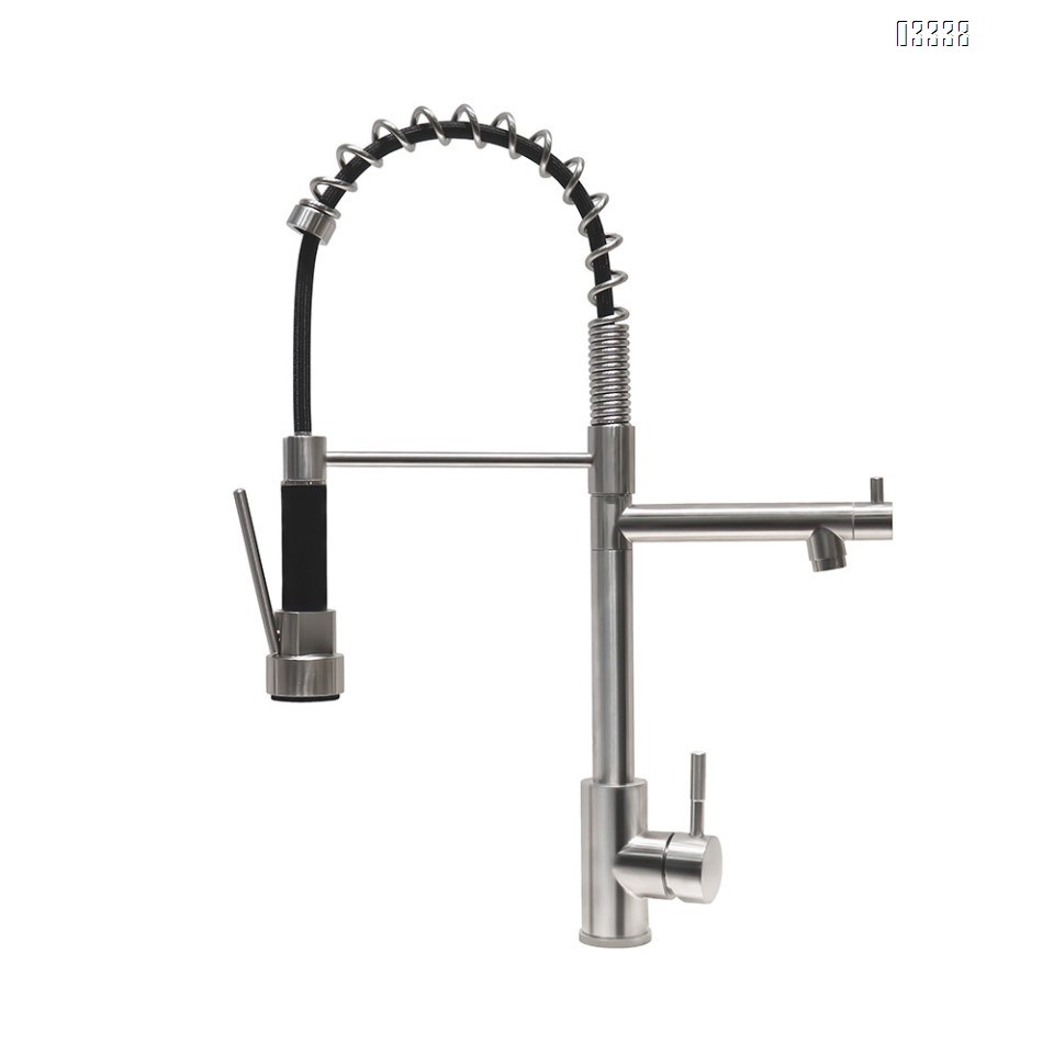 Kitchen Faucet with Pull Down Sprayer Kitchen Sink Faucet Commercial Double-Headed Stainless Steel Kitchen Faucet