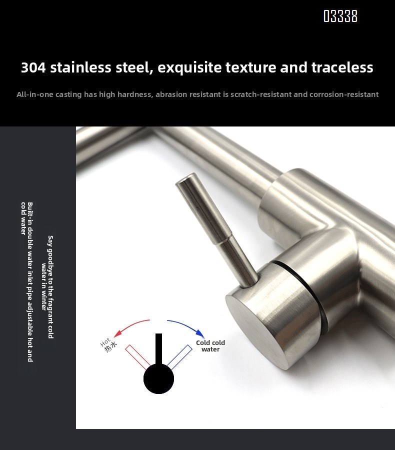 Kitchen Faucet with Pull Down Sprayer Kitchen Sink Faucet Commercial Double-Headed Stainless Steel Kitchen Faucet