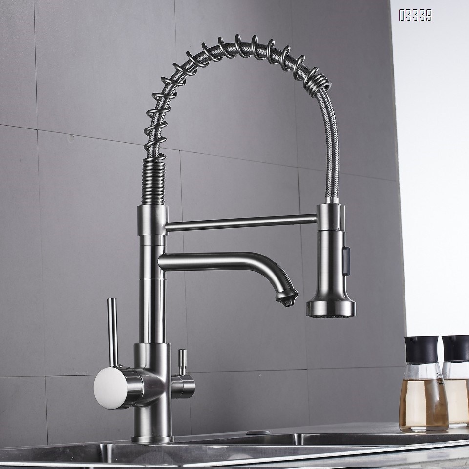 Kitchen Faucet with Pull Down Sprayer,Commercial Style Pre-Rinse Single Handle Kitchen Faucet  with Pot Filler