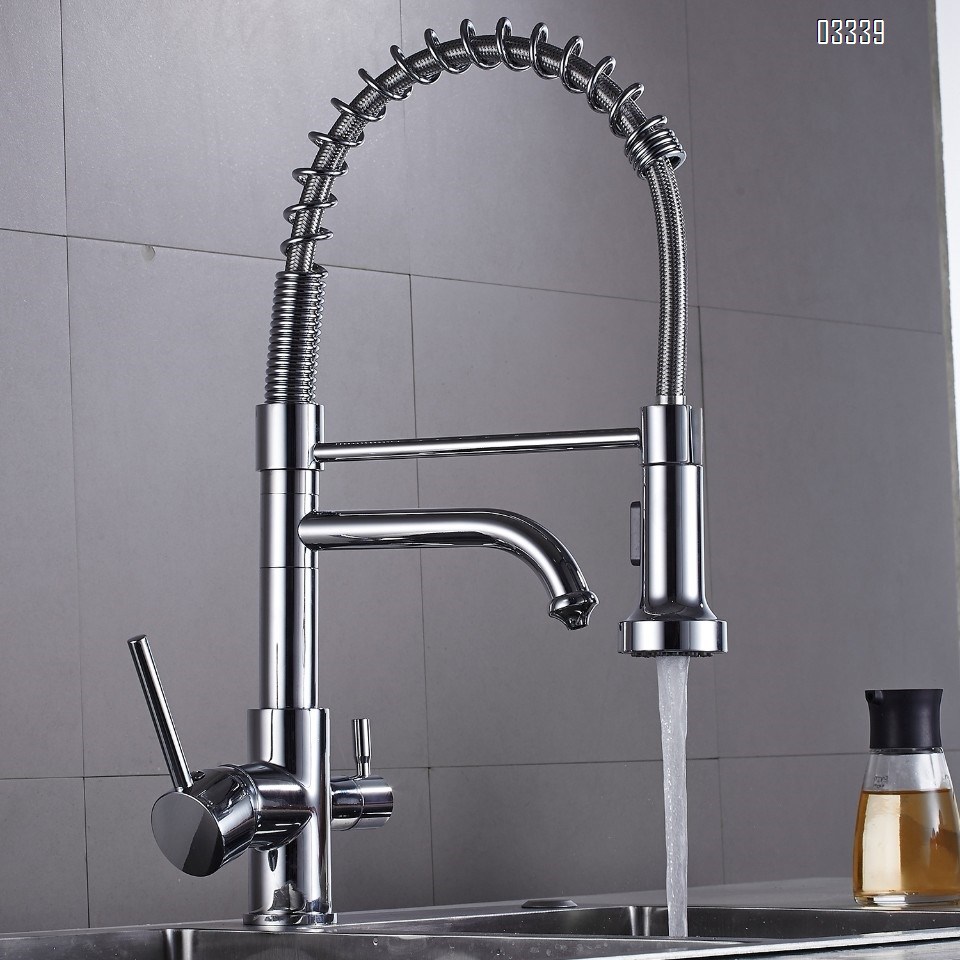 Kitchen Faucet with Pull Down Sprayer,Commercial Style Pre-Rinse Single Handle Kitchen Faucet  with Pot Filler
