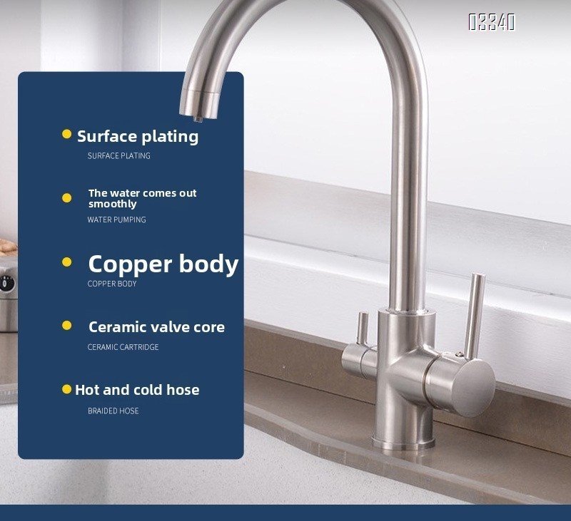 High Arc Kitchen Sink Faucet 2 Handle with Power Clean, Modern Kitchen Faucet with Leak-proof Ceramic Cartridge