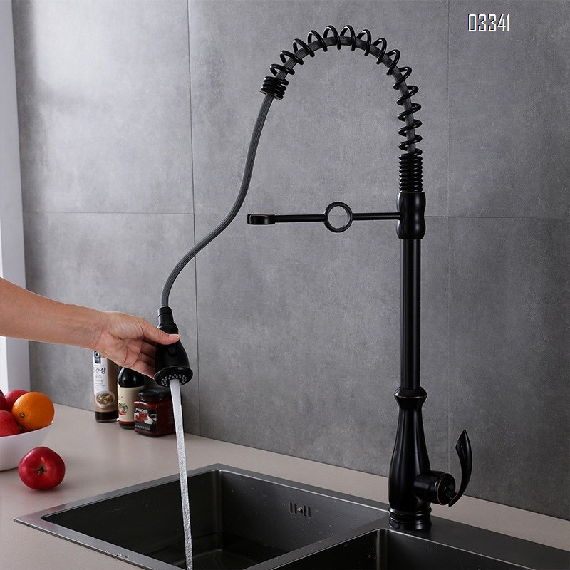Brass Spring modern Kitchen sink water Best Faucets Tap cold and hot mixing Two mode to switch rotate pull-out kitchen faucet