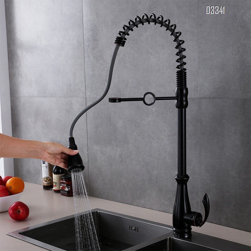 Brass Spring modern Kitchen sink water Best Faucets Tap cold and hot mixing Two mode to switch rotate pull-out kitchen faucet