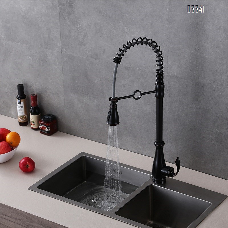 Brass Spring modern Kitchen sink water Best Faucets Tap cold and hot mixing Two mode to switch rotate pull-out kitchen faucet