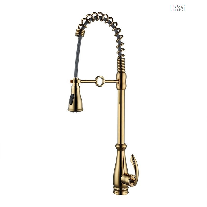 Brass Spring modern Kitchen sink water Best Faucets Tap cold and hot mixing Two mode to switch rotate pull-out kitchen faucet
