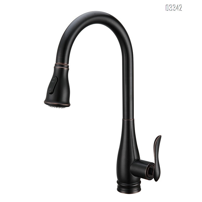 Brass new  modern Kitchen sink water Best Faucets Tap cold and hot mixing Two mode to switch rotate pull-out kitchen faucet