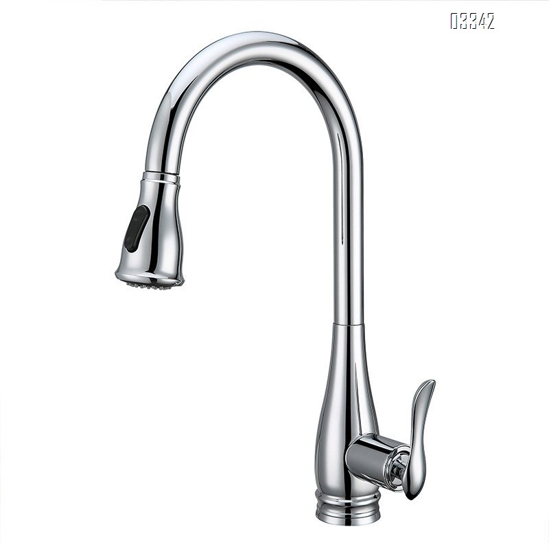 Brass new  modern Kitchen sink water Best Faucets Tap cold and hot mixing Two mode to switch rotate pull-out kitchen faucet