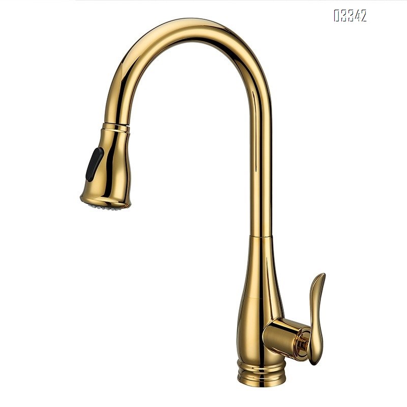 Brass new  modern Kitchen sink water Best Faucets Tap cold and hot mixing Two mode to switch rotate pull-out kitchen faucet