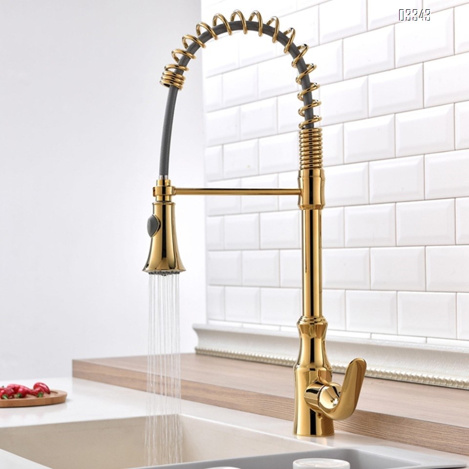 Brass modern Kitchen sink water Best Faucets Tap cold and hot mixing wash vegetable rotate pull-out Spring kitchen faucet