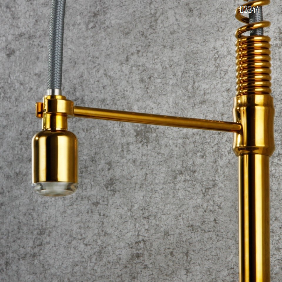 Brass Simple Spring modern Kitchen sink water Best Faucets Tap cold and hot mixing LED rotate pull-out kitchen faucet