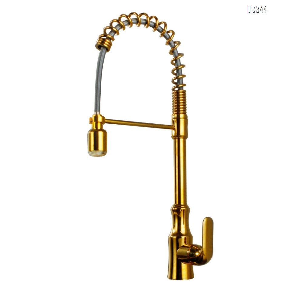 Brass Simple Spring modern Kitchen sink water Best Faucets Tap cold and hot mixing LED rotate pull-out kitchen faucet