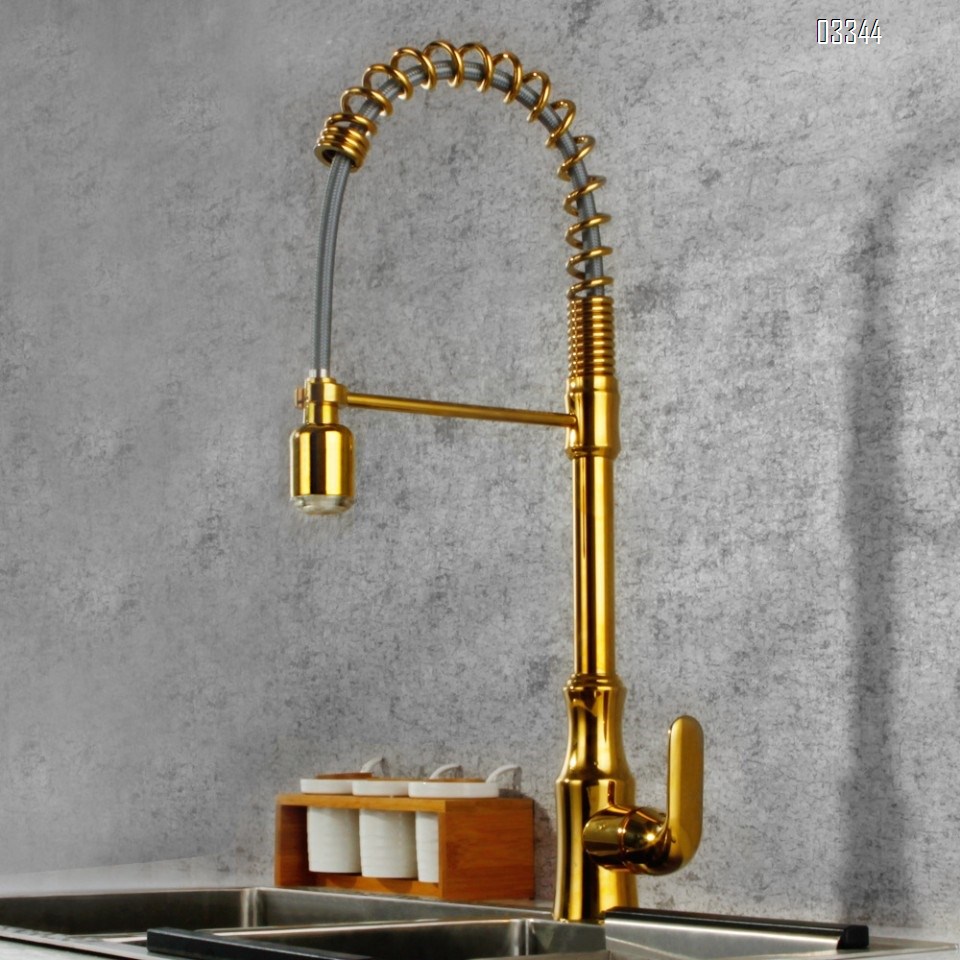Brass Simple Spring modern Kitchen sink water Best Faucets Tap cold and hot mixing LED rotate pull-out kitchen faucet