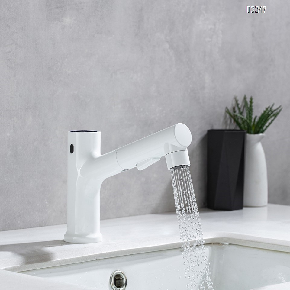 Brass three mode smart basin sensor value for faucets automatic with cold and hot water Digital display pull-out sensor tap