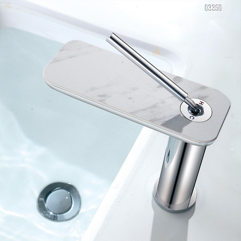Modern Rock slab Bathroom sink water Basin Best Faucets Tap Brass single handle wash basin waterfall faucet