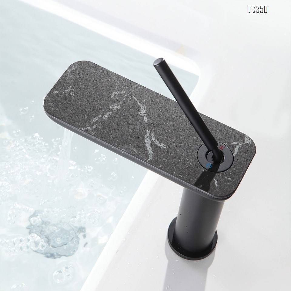 Modern Rock slab Bathroom sink water Basin Best Faucets Tap Brass single handle wash basin waterfall faucet