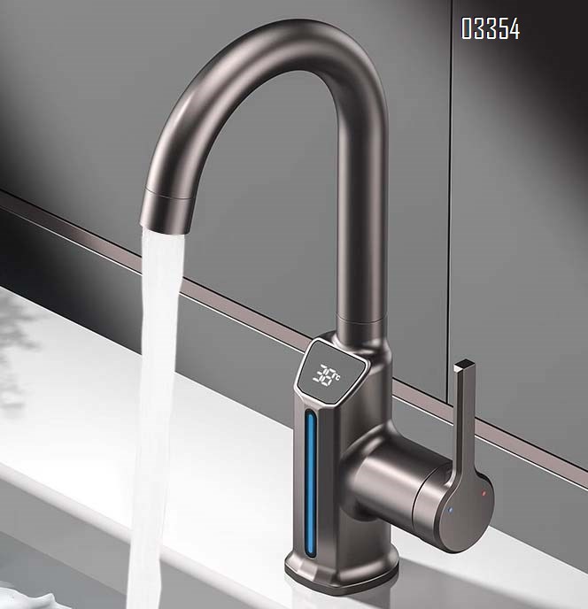 Brass gun grey Bathroom sink water Basin Best Faucets Tap Brass European luxury LED Digital Display cold and hot faucet
