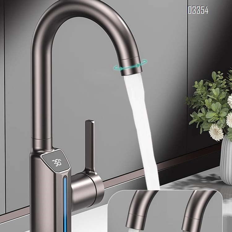Brass gun grey Bathroom sink water Basin Best Faucets Tap Brass European luxury LED Digital Display cold and hot faucet