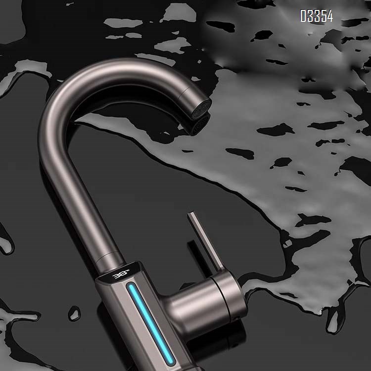 Brass gun grey Bathroom sink water Basin Best Faucets Tap Brass European luxury LED Digital Display cold and hot faucet