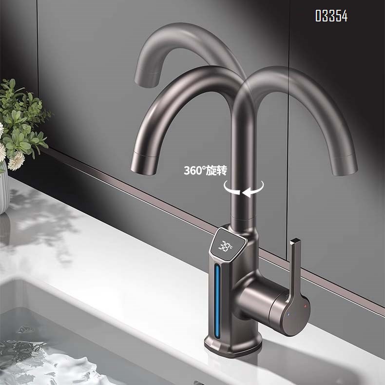 Brass gun grey Bathroom sink water Basin Best Faucets Tap Brass European luxury LED Digital Display cold and hot faucet