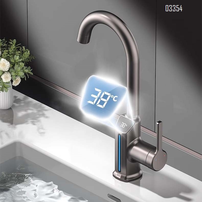 Brass gun grey Bathroom sink water Basin Best Faucets Tap Brass European luxury LED Digital Display cold and hot faucet