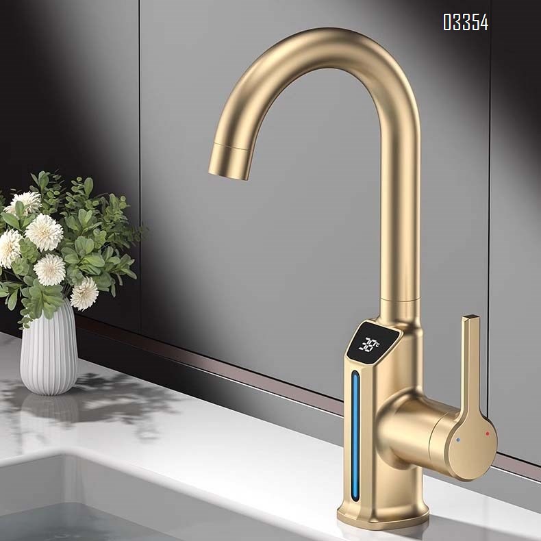 Brass gun grey Bathroom sink water Basin Best Faucets Tap Brass European luxury LED Digital Display cold and hot faucet