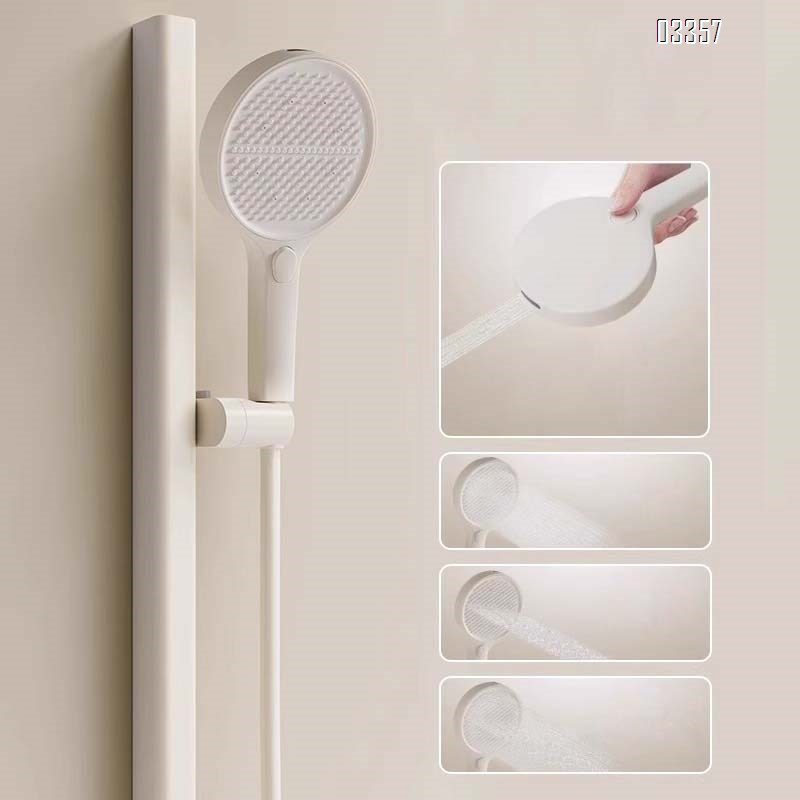 Cream-style white constant temperature digital display bathroom small family without top spray simple split-type home shower faucet set