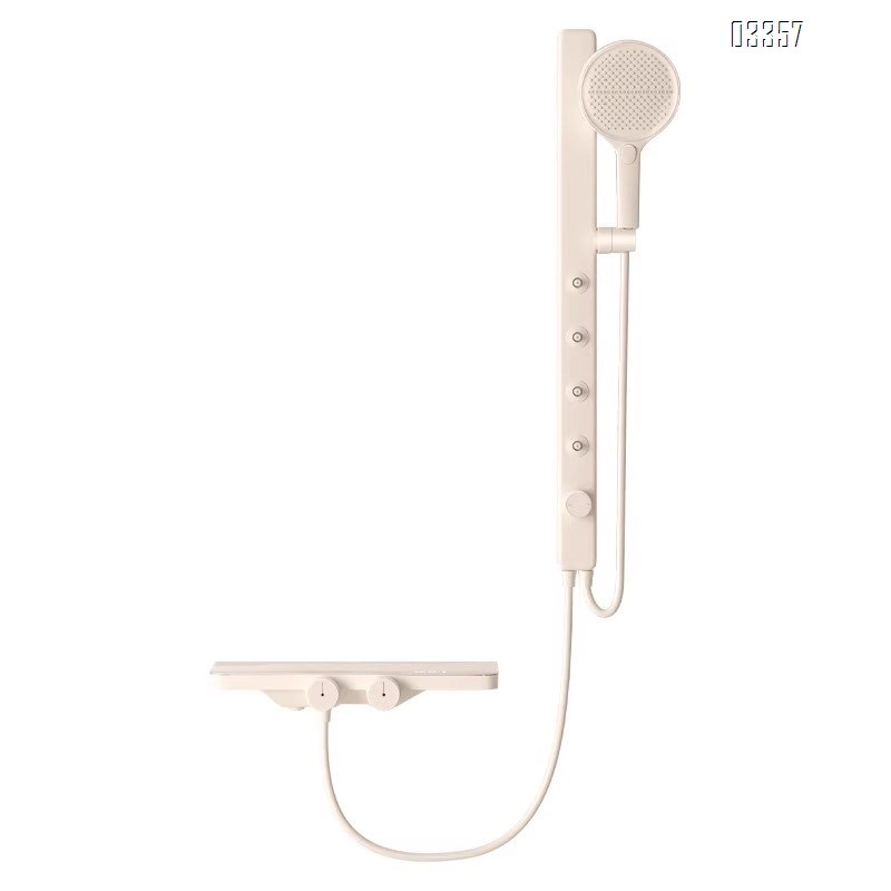 Cream-style white constant temperature digital display bathroom small family without top spray simple split-type home shower faucet set