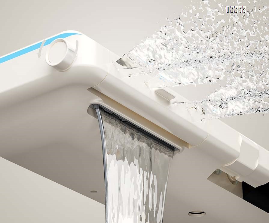 Simple cream white shower head set with smart home temperature control and digital display SPA back spray shower faucet