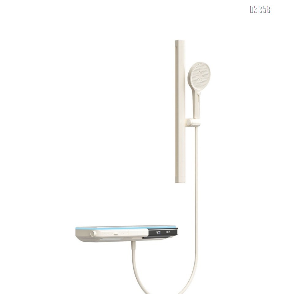 Simple cream white shower head set with smart home temperature control and digital display SPA back spray shower faucet